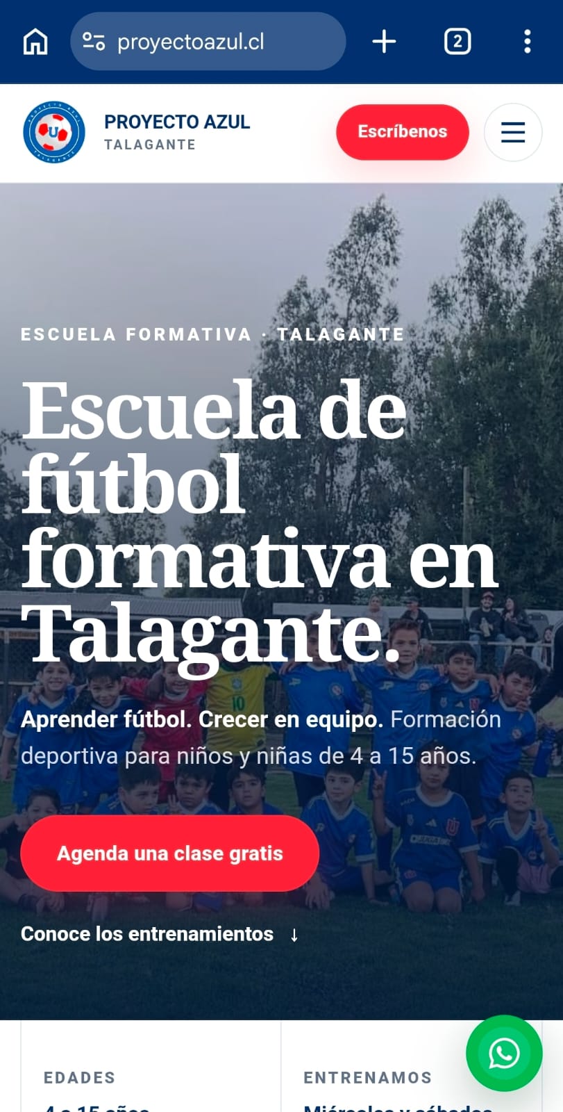 Captura de la web de Proyecto Azul